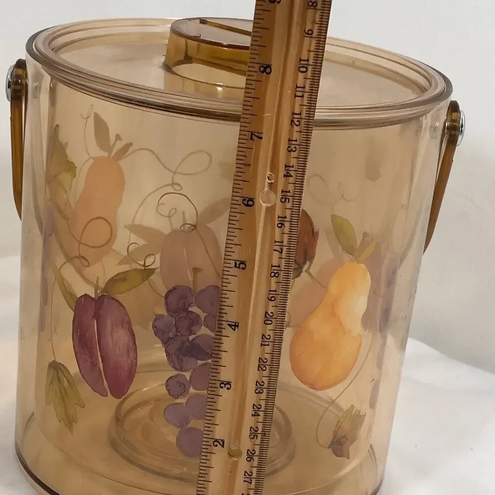 Vintage Lucite Acrylic Ice Bucket Tutti Fruitti Design Grapes Pears Plums MCM